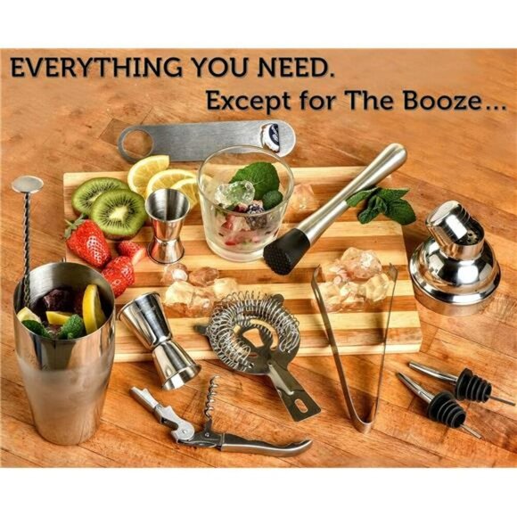 Bartender Kit Cocktail Shaker Set 14 Piece Bar Tools for Home or Professional - Picture 4 of 7